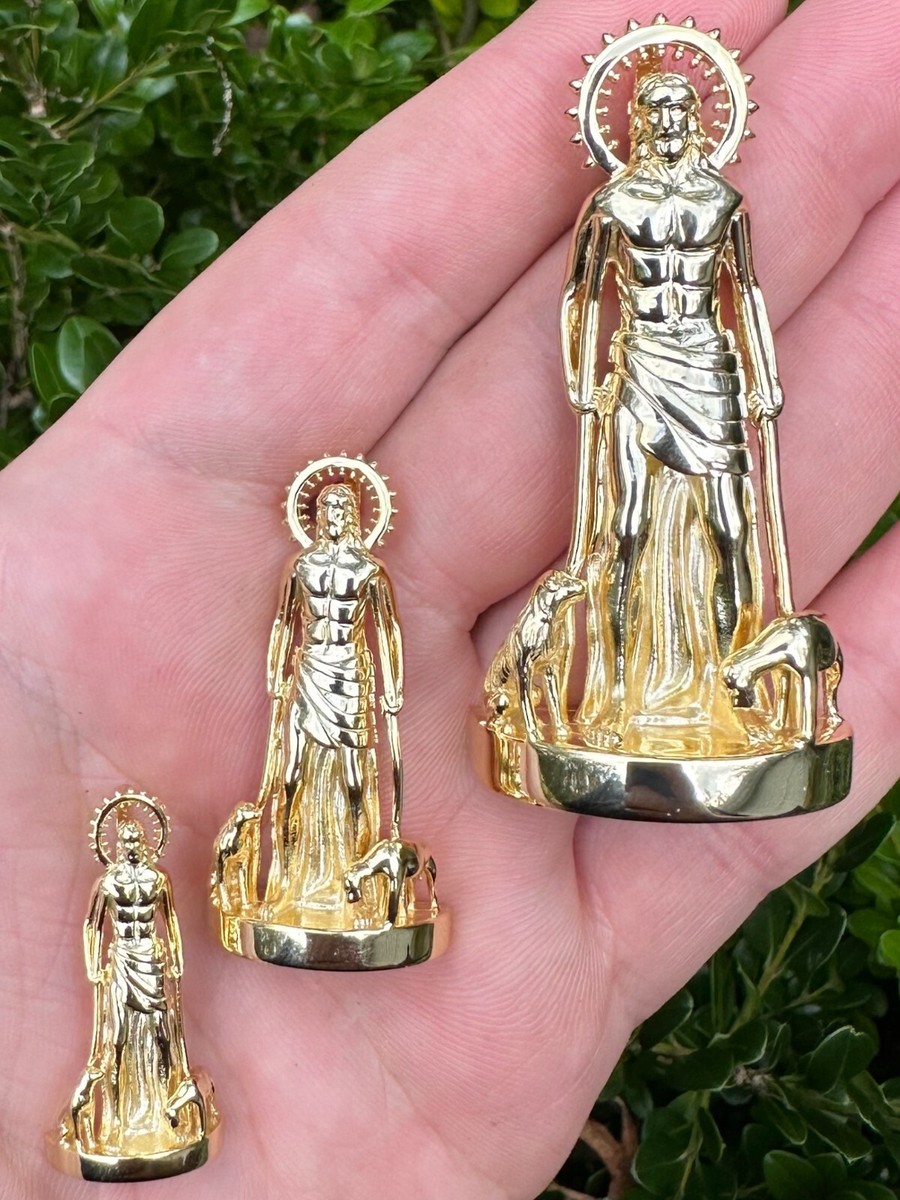 3D Real 14K Gold Vermeil 925 Silver Saint St Lazarus Necklace