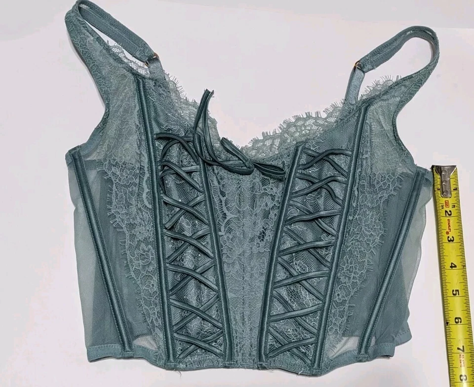 Victoria’s Secret Dream Angel Small Green Unlined Lace-Up Corset Bustier Top N26 - Image 3 of 4