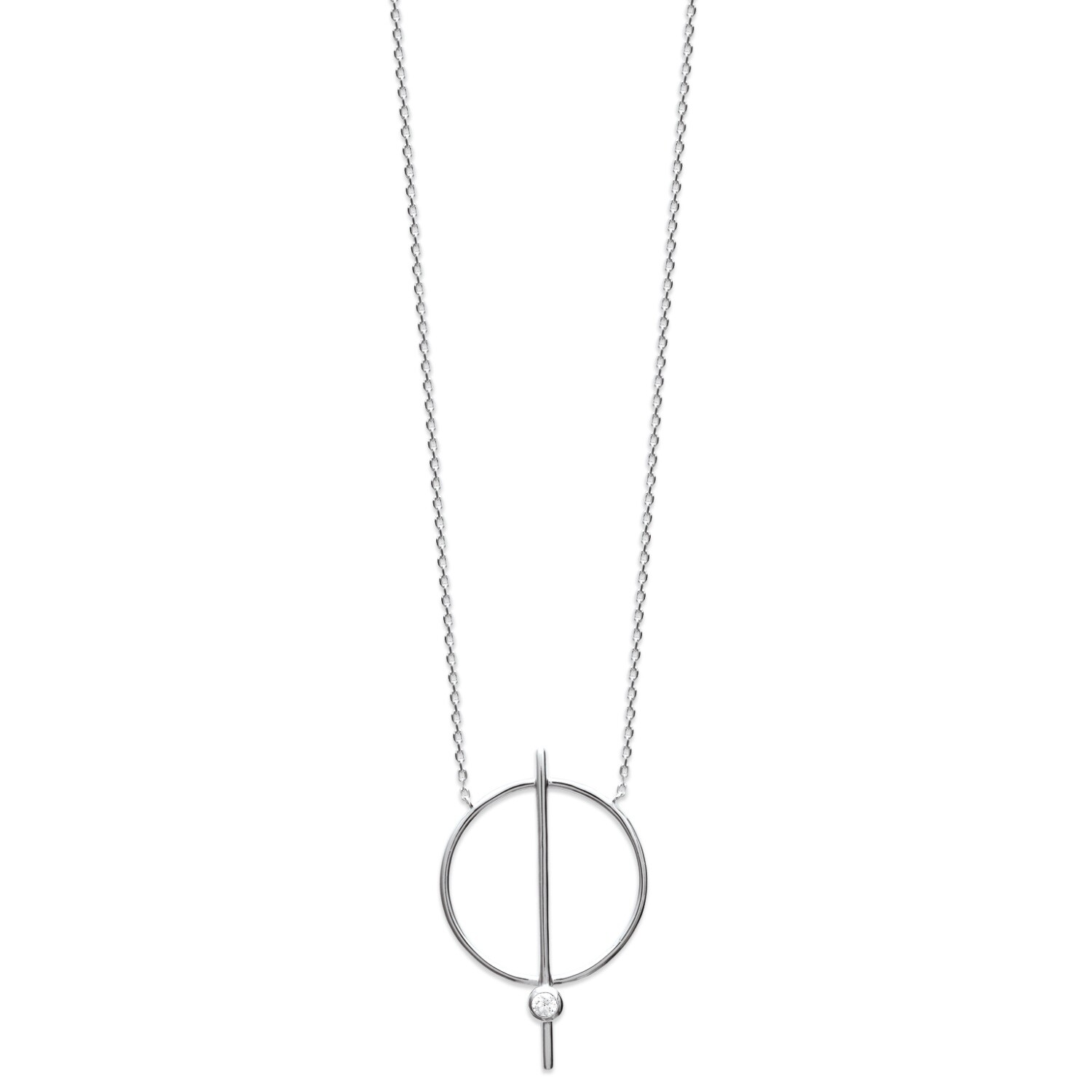 Collier cercle en argent 925 rhodié pour femme avec oxydes de zirconium