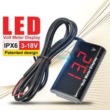 IPX6 0.56" Digital Volt Meter DC12V 2 Lines LED Red Waterproof Voltmeter For Car