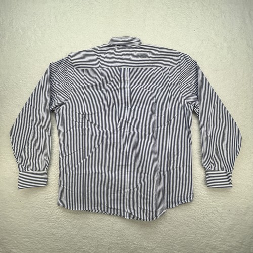 Cutter & Buck Shirt Mens Medium Button Down Striped Blue White CB Crest Logo - Picture 5 of 11