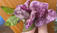 vintage millinery 1940s velvet double roses amethyst 1 spray made in Japan