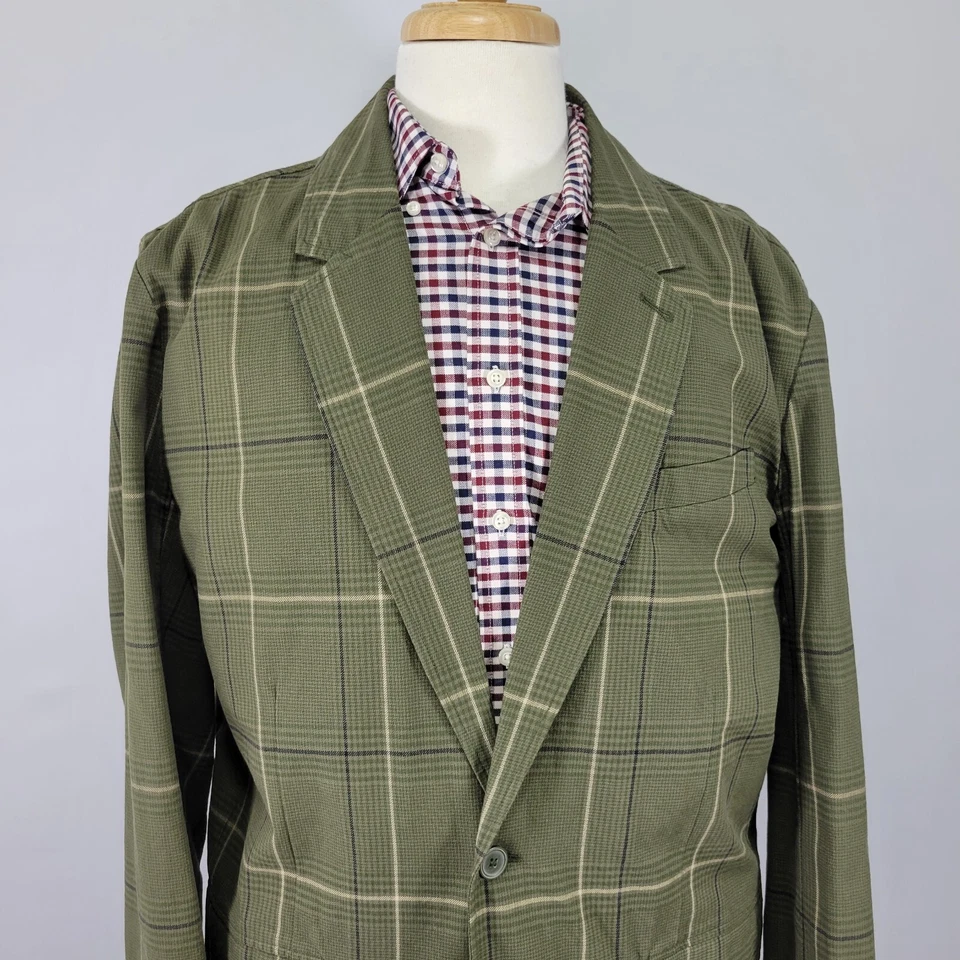 Abrigo Blazer Deportivo Structure Para Hombre Dos Botones No Estructura Verde A Cuadros Grande 41-43 Foto 2 de 4