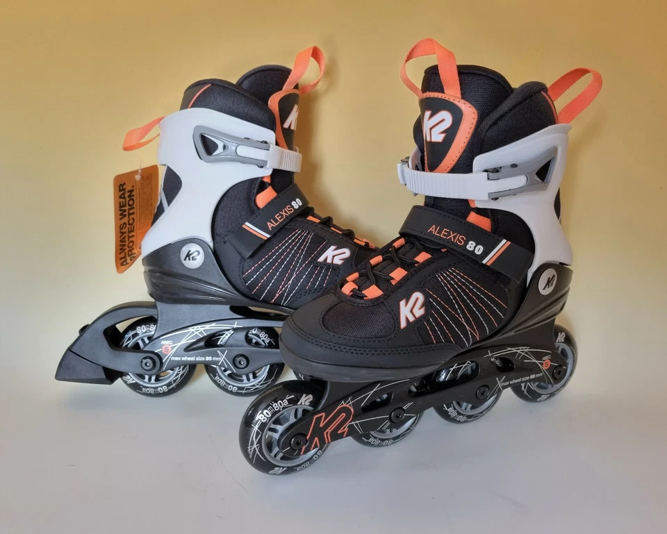 K2 Damen Inline Skates Alexis 80, Black Orange, Größe 39