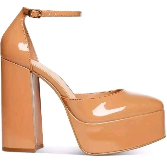 Madden Girl Mujer Dion Tacón Bloque Correa de Tobillo Plataforma Tacones Dk Camel Pat Talla 10 Foto 2 de 4