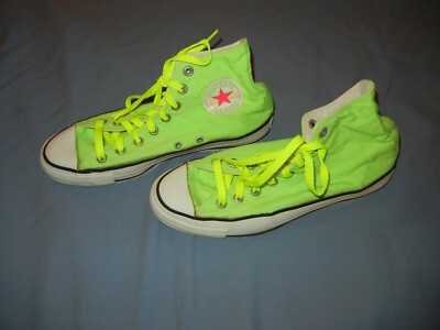 VTG 80s Neon green Converse Chuck Taylor sneakers 9 high top Made USA All  Star | eBay