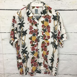 Ocean-Current-Men-039-s-Hawaiian-Shirt-Palm-Trees-Pineapple-Hibiscus-Print-Large-L