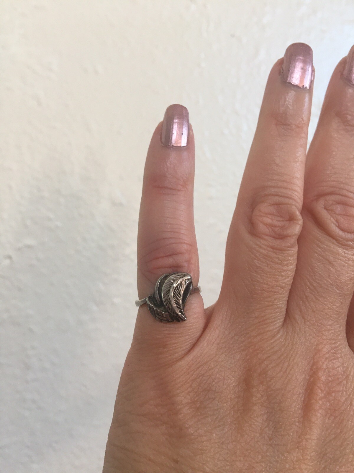 Vintage 925 Solid Sterling Silver Leaf Ring Uniqu… - image 5