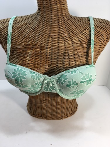 Bali Demi Underwire Summer Bra 36B Slight Padding Green Floral 70s Hippie Look - Picture 3 of 11