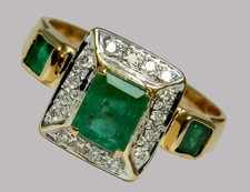Natural Emerald Gemstone Gold Plated 925 Sterling Silver Women Ring