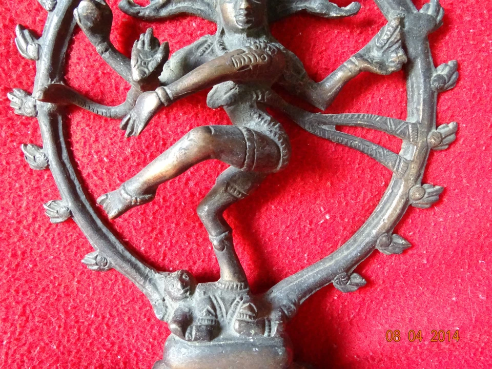 Vintage Solid Copper Hindu Tribal Dancing God Shiva Natraj Statue Figurine #08 - Image 4 of 4