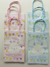 NEW Lady Jayne easter bunny gift wrapping bags set of 6 pink and blue glitter