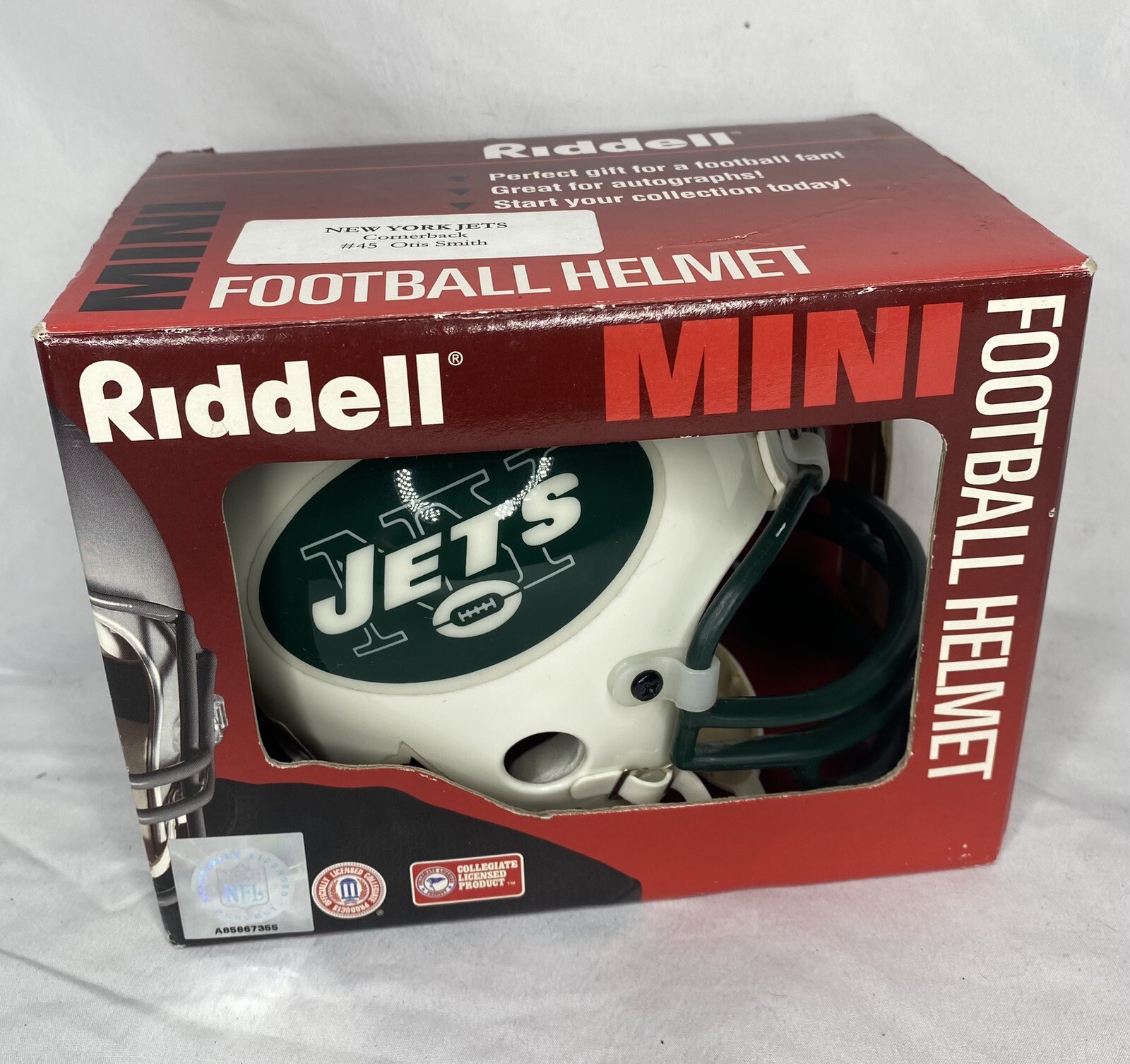 New York Jets Otis Smith Signed Mini Football Helmet Riddell Sports 1996