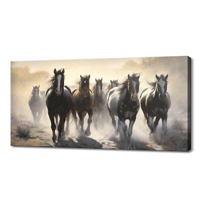 Laufende wilde Pferde Leinwandbild I Wilde Tiere Wandbild | Geschenk für Pferde