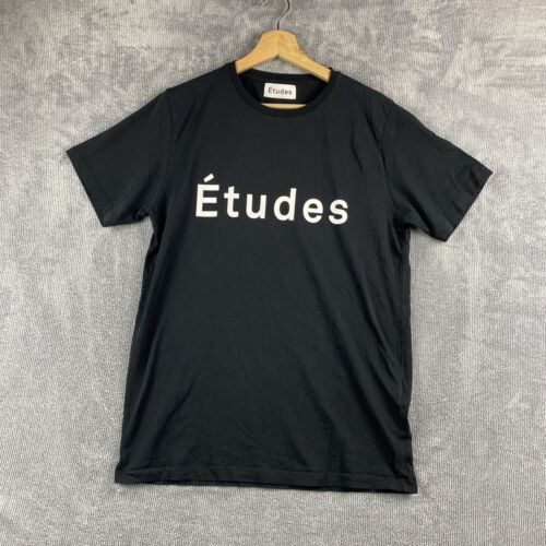 Etudes T Shirt Mens Size Large Black Crew Neck Short Sleeve Logo Print Designer