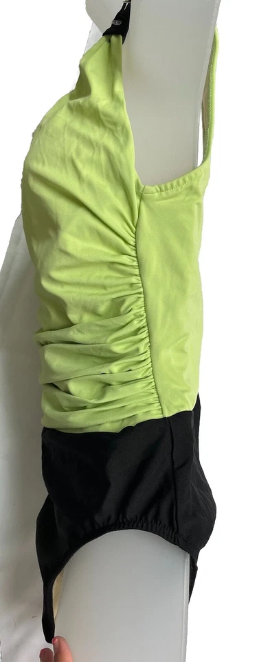 Maiô Miraclesuit vintage peça única com aro controle de barriga verde preto tamanho 16 EUA - Imagem 3 de 4