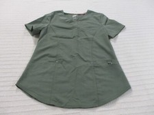 Scrubstar Womens Scrub Shirt XS Green Short Sleeve V Neck Medical Polyester