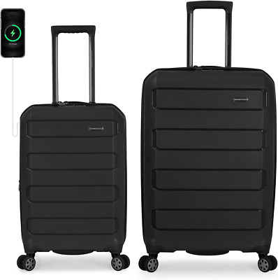 Pagosa Indestructible Black 2-Piece Expandable Hardshell Spinner Luggage Set