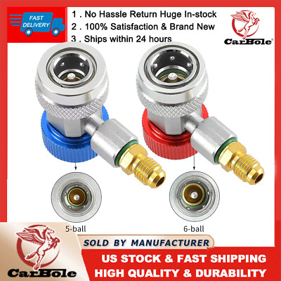 2PACK Quick Connector Adapter Coupler Auto A/C Manifold Gauge Low/High HVAC