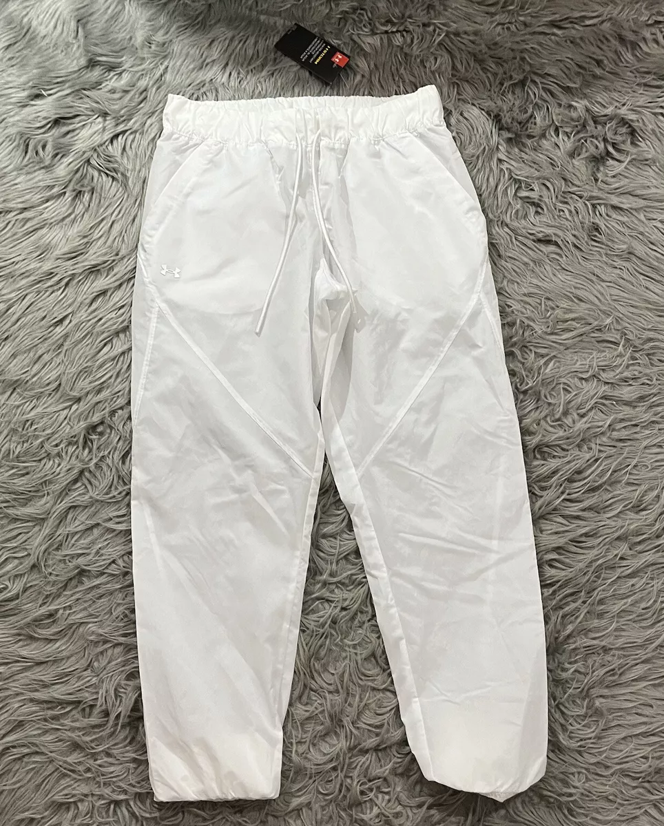 NWT Under Armour 1317872 Storm Water Resistant White Nylon Jogger Pants Sz S