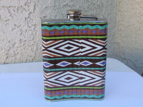 8 oz Stainless Steel Tribal Design Flask Alcohol Whisky Container Great Colors - Picture 3 of 3