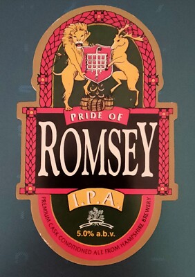 HAMPSHIRE BRAUEREI STOLZ AUF ROMSEY IPA PALE ALE BIER PUMPE GRIFF CLIP ABZEICHEN 5,0 %