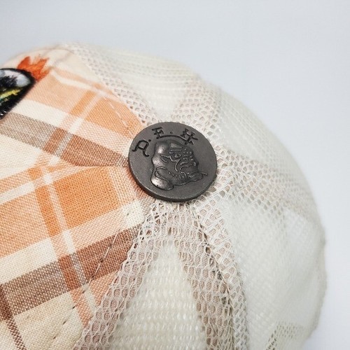 Ed Hardy Plaid Embroidered And Embellished Snapback Trucker Hat - Picture 5 of 8