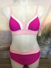 NWT Cupshe Woman's Two Piece Swimsuit Size Small Pink Light Pink White