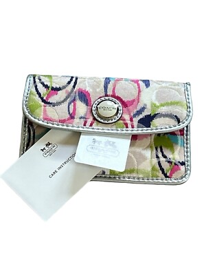 COACH Y2K Pop Ikat Multi Signature Opti Mini Card Wallet Watercolor NWT RARE