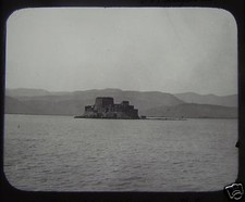 Glass Magic Lantern Slide CASTLE OF BOURTZI NAFPLIO C1890 GREECE
