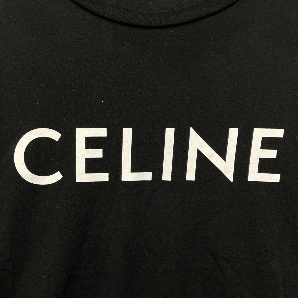 CELINE ロゴ Tシャツ 黒 CELINE X008370E logo print t-shirt black XL Genuine / Z2135