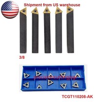 5 pc 3/8" Lathe Indexable Carbide Insert + 15PC Turning Tooling Bit Holder Set