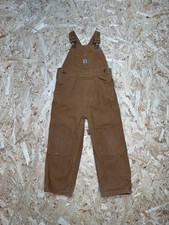 Carhartt Overalls Bib Kid Boys Brown Duck Canvas Insulated Double Knee Sz 4T