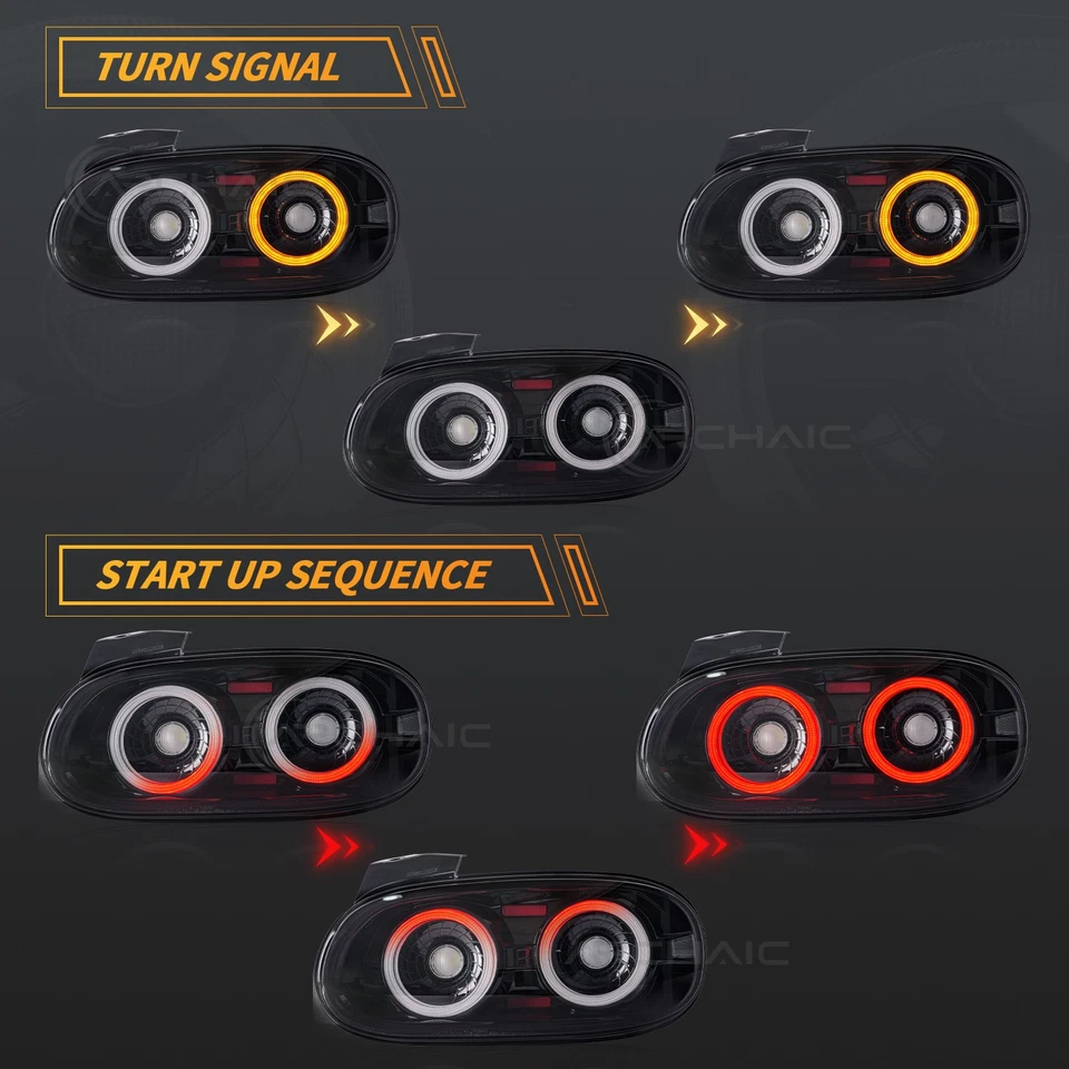 Pair Dynamic LED Tail Lights For Mazda MX-5 Miata NB 1998-2005 Plug & Play - Image 4 of 4