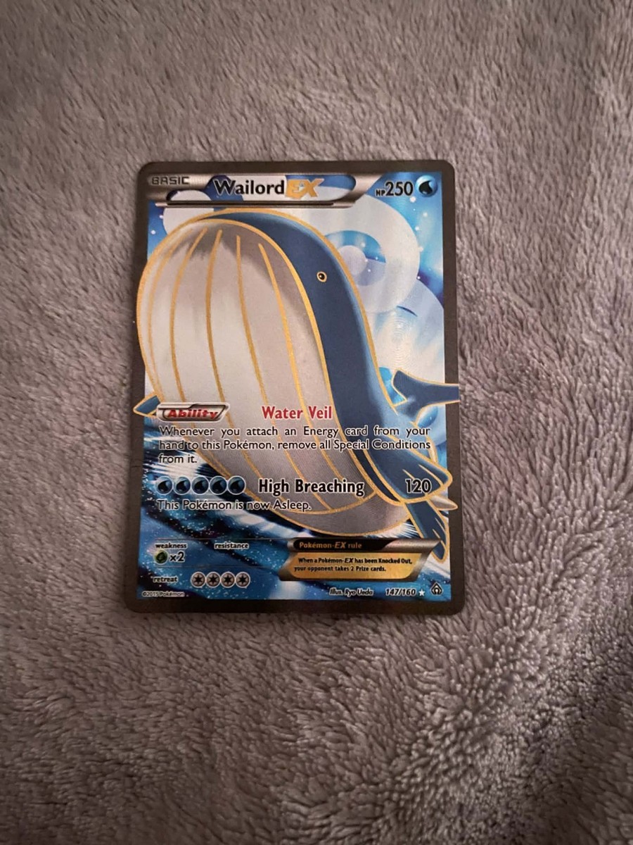 wailord ex pokemon card value Wailord EX Ultra Rare Holo Pokémon Card 250 HP XY Primal Clash 147/160  Ability