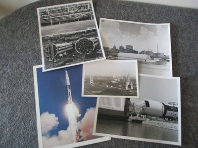 NASA MSFC/MICHOUD/KSC APOLLO SATURN S-1C ORIGINAL PHOTOS (4)+MANNED FLIGHT LITHO