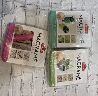 3 Make Market Macrame Hanging Basket, Pot, Carryall Kit New