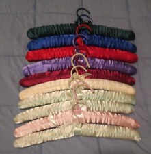 Lot of 10 Vintage Padded Satin Lace Boudoir Lingerie Hangers Multi-color