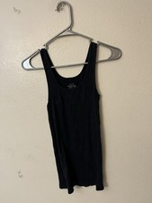 J Crew Favorite Ribbed Tank Top Cotton Black Size Small Preppy Classic
