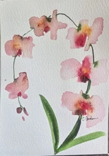 Original Signed Watercolor Painting. Vibrant. Abstract. Floral.Colorful. Pink