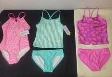 Cat  Jack 1pc/2pc Swimsuits Girls Size S 6-7 . Set Of 3. New