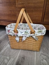VTG Longaberger Lg Magazine Basket Rectangle Double Swing Handles 2002 Liner