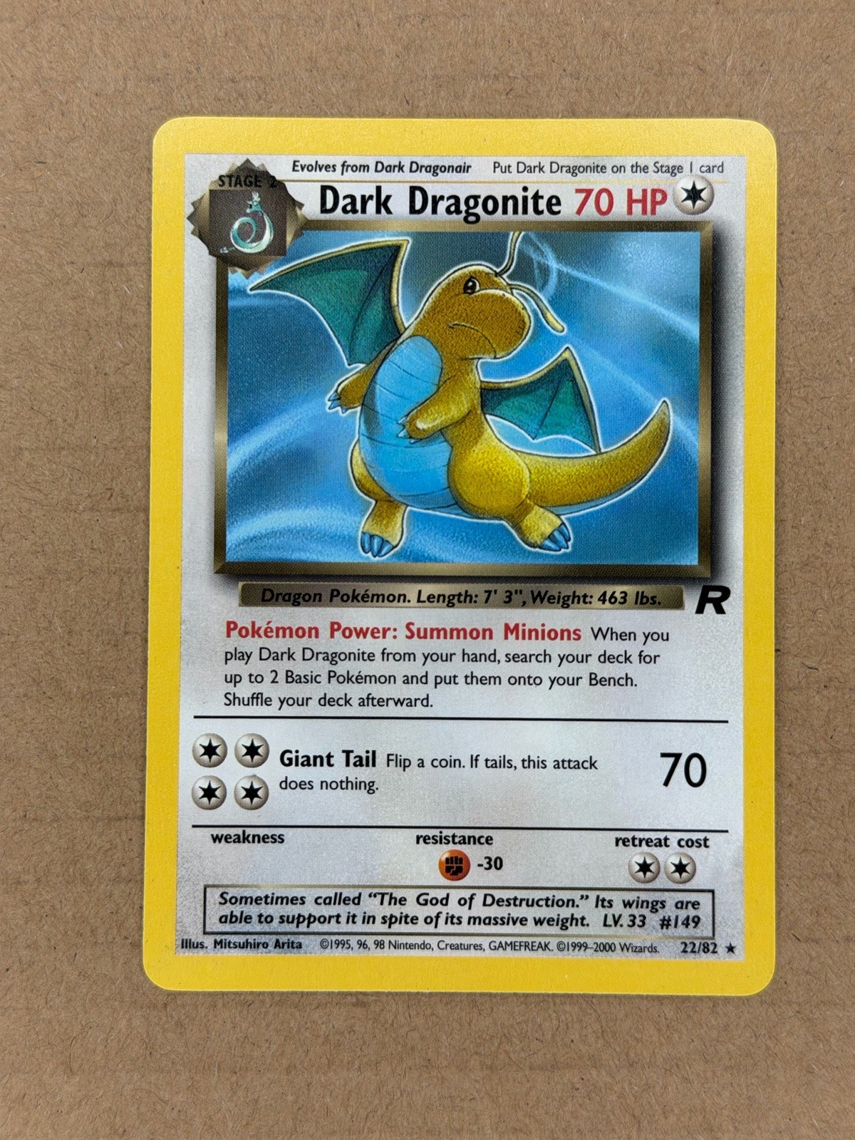 Dark Dragonite 22/82 - Team Rocket - Non Holo Pokemon TCG NM