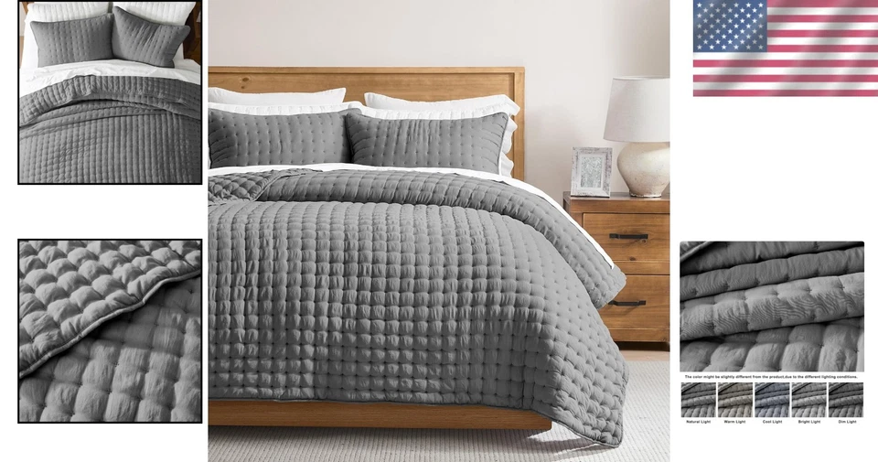 Soft Microfiber Quilt Bedding, California King, 3 Piece Set - Image 2 of 4