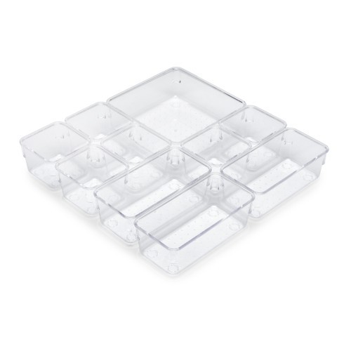 Kit de 10 organisateurs de tiroir en plastique transparent EMUCA