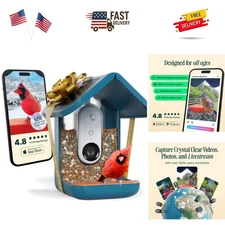 PRO Solar Smart Bird Feeder with Camera - AI Bird Species Identification, 5MP...