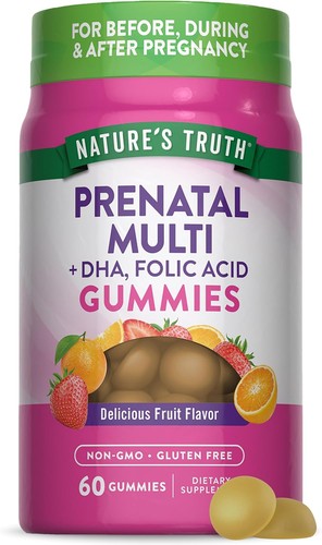 Prenatal Multivitamin Gummies | DHA & Folic Acid | 60 Count | by Nature's Truth - Picture 1 of 7