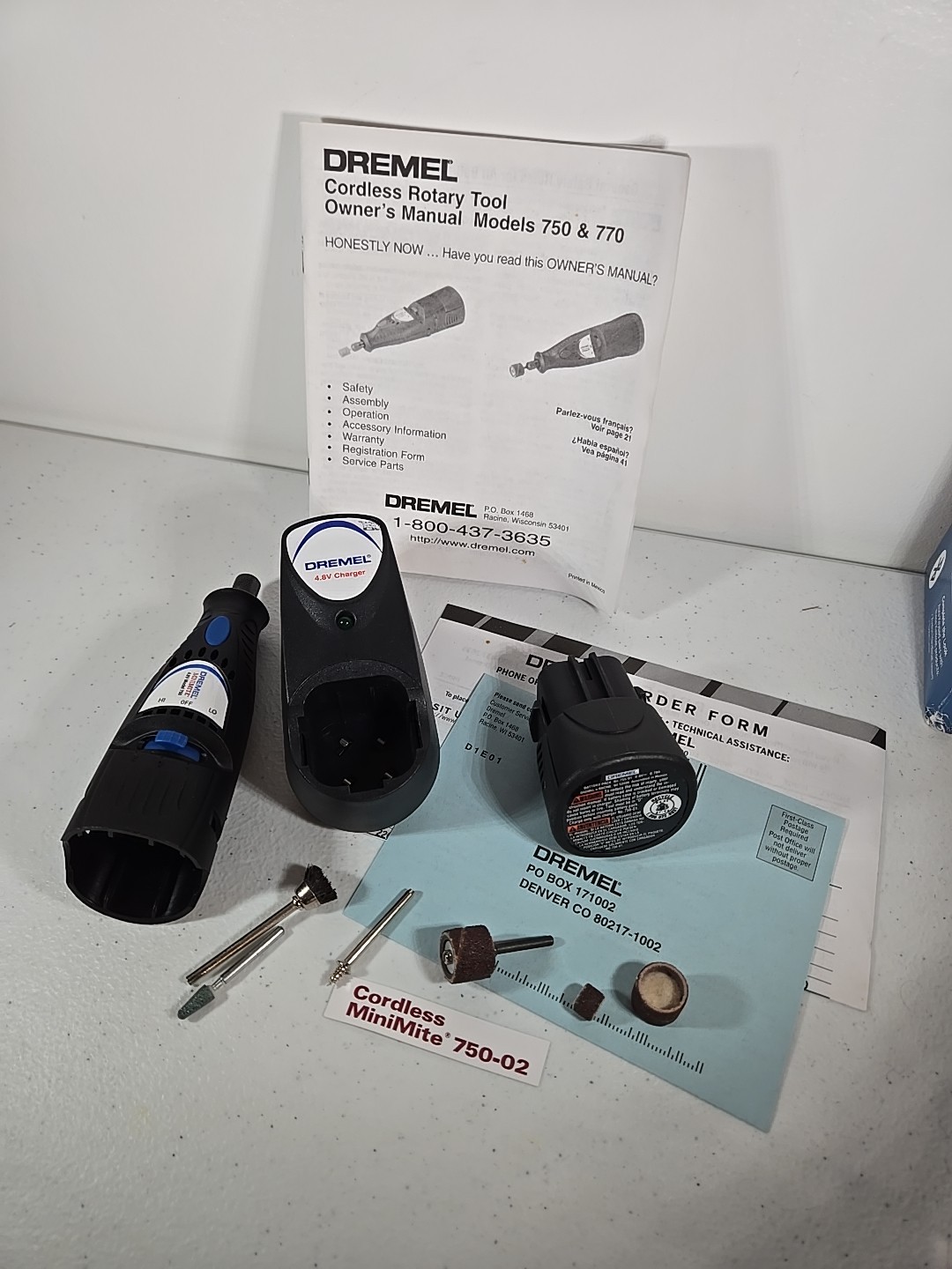 Dremel MiniMite Cordless Rotary Tool 4.8V Model 750 Charger And Battery Working