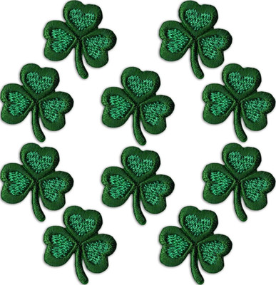 Small Shamrock Iron On Patches 10 Pack Three Leaf Clover for Clothing