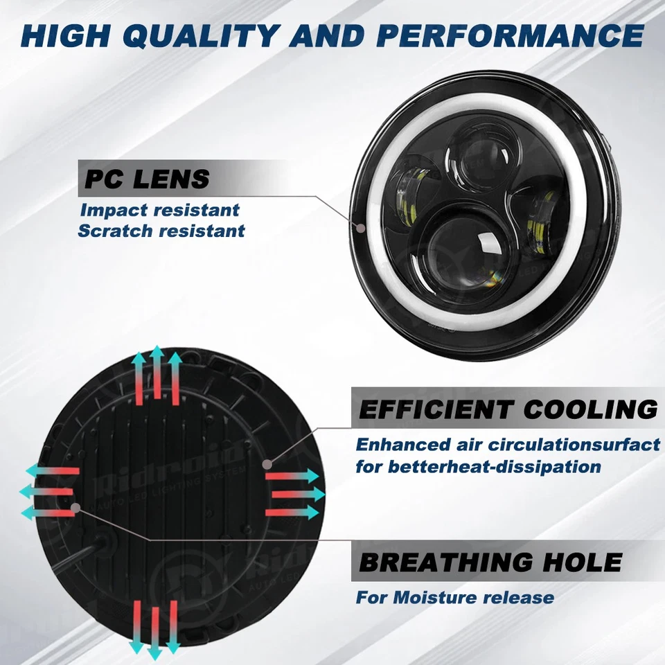 7-дюймовый светодиодный проектор фары дневного света запечатанный подходит Harley-Davidson Freewheeler FLRT - Изображение 4 из 4
